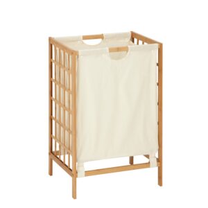 Natural and Beige Bamboo Frame Laundry Hamper