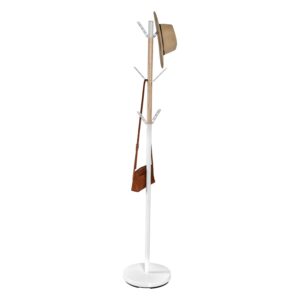 Freestanding Coat Rack with 6 Hooks - Natural and White