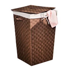 Woven Square Laundry Hamper with Lid - Brown