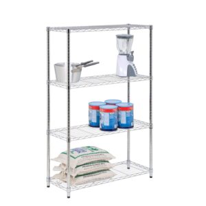 4-Tier Heavy-Duty Shelving Unit with 250-lb Weight Capacity - Chrome