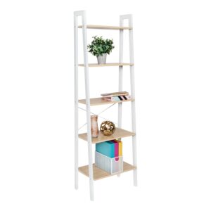 5-Tier Wood and Metal A-Frame Ladder Shelf - Natural and White
