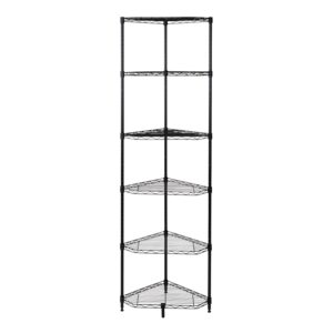 6-Tier Compact Triangle Corner Shelving Unit - Black