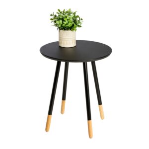 Round Accent Table - Black and Natural
