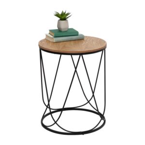 Round Accent Table - Black and Natural - 222