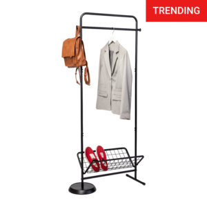 Swivel Entryway Coat Rack with Shoe Storage - Black